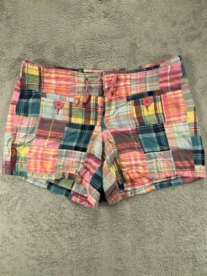 Pantalones Cortos GAP Para Mujer 2 Boho Patchwork Rosa A Cuadros Chino tiro Medio Frente Plano Algodón Foto 1 de 4