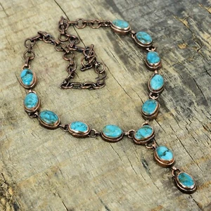 Valentines Sale Tibetan Turquoise Stone Chain Wife Electroformed Necklace Copper - Picture 1 of 6
