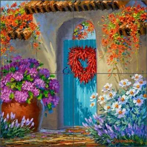 Hof Tor Fliese Backsplash Senkarik Blume Kunst Keramik Wandbild MSA227 - Bild 1 von 7