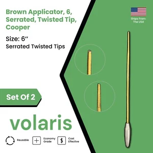 Set of 2 Brown Applicators, 6, Serrated, Twisted Tip, Cooper - Picture 1 of 8