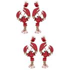  2 Pairs Womens Stud Earrings Lobster and Diamond Women?s Woman for Vintage