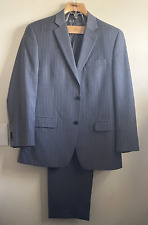 Michael Kors Mens 40R Gray W/Light Gray Pin Striped 100% Wool 2pc Suit 36x31