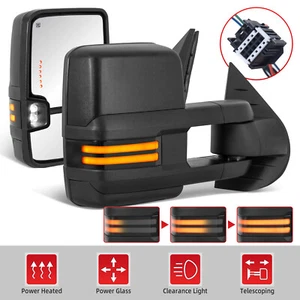 2PCS Power Fold Heated Tow Mirrors White DRL For 2007-2013 Silverado Serria - Picture 1 of 21