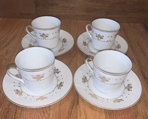 Vintage Mikasa Fine China Jyoto Japan "Matisse" Set/4 Tea Cup Saucer Retired - Picture 1 of 6