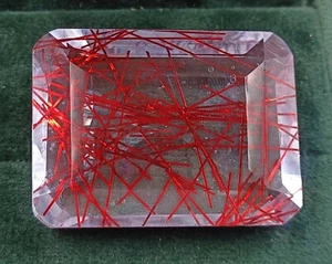 178.30 CT Rutilated Quartz Red IGL Certified Faceted Emerald Cut Gemstone 5AIW - Picture 1 of 7