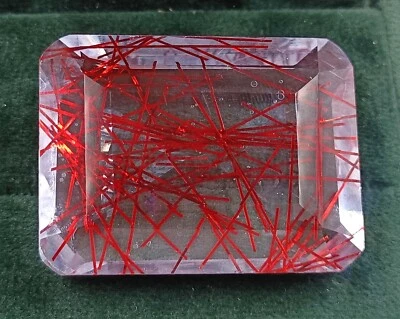 178.30 CT Rutilated Quartz Red IGL Certified Faceted Emerald Cut Gemstone 5AIW - Image 1 of 4