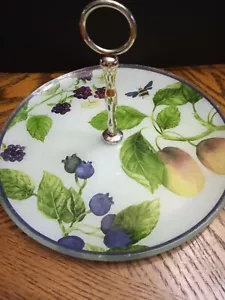 Glas Servierschale mit Griff Obst und eine Hummel 11 Zoll - Bild 1 von 9