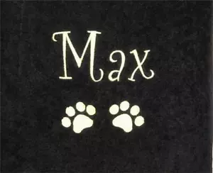More details for personalised dog towel, embroidered egyptian cotton cat, puppy, kitten, pet gift