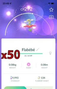 50x Flabebe Rot Pokemon Konvolut!! Gute Chance auf Glück und gute IVs!! Go - Bild 1 von 1