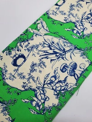 Tina Givens Fabric Opal Owl Green Blue Floral Freeapirit Sew Quilt ONE YARD - Image 1 of 3