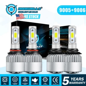 4x Combo Faros LED 9005 9006 haz alto y bajo súper brillante 6000K Blanco - Imagen 1 de 12