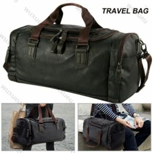 Reisetasche Leder Weekender Sporttasche Schulter Tasche Herren Schwarz XXL B - Bild 1 von 9