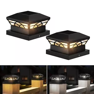 2er Pack Pfostenleuchte LED Solar Zaunleuchte Pfostenlampe  für 4" 5" Deck Zaun - Bild 1 von 12