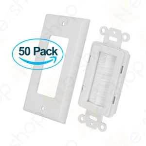 50x Nex Brush Single Gang Style Wall Plate Wire Cable Pass Through Decorative - Picture 1 of 4