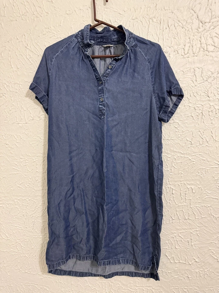 Vestido Fossil Talla Pequeña Manga Corta Azul Denim Cambray Lyocell Mujer S Foto 1 de 1
