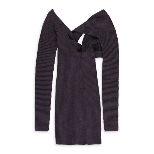 Abito corto in maglia a costine di zibellino viola BOTTEGA VENETA nuovo con etichette taglia 6 42 $3100