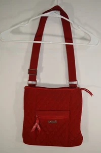 Vera Bradley Zip Hipster Microfiber Quilted Tango Red Crossbody Purse Bag T48 - Picture 1 of 12