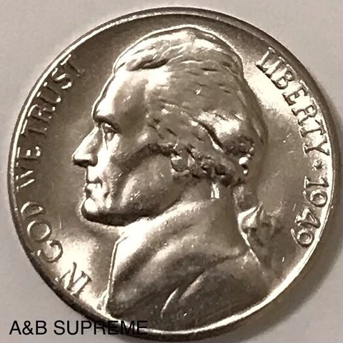 1949 S Jefferson Nickel Gem Bu Uncirculated Cover