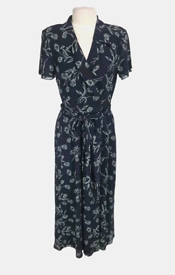 Maxi Vestido DANA BUCHMAN Mujer Abertura Frontal Talla 10 Vantage 100% Seda Floral 81P Foto 1 de 4