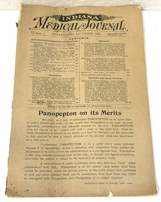 1899 Indiana Medical Journal Antique Vintage Magazine Eli Lilly Indianapolis - Image 1 of 4