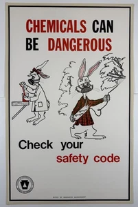 Vintage Chemikalien können gefährlich sein Poster Bureau Of Forestry Rabbit 22x14 - Bild 1 von 6