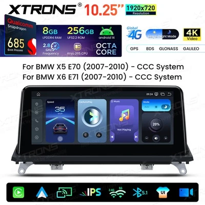 10,25" für BMW X5 E70 X6 E71 CCC Autoradio Android 14 Octa Core 8+256GB GPS Navi