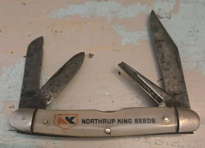 Faca de bolso KUTMASTER Utica NY EUA Stockman publicidade NORTHRUP KING SEEDS - Imagem 1 de 4