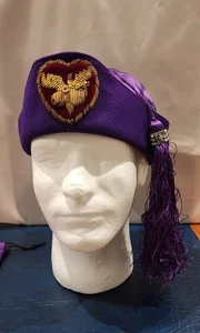 Loyal Order of Moose Lodge Hat Purple Satin and Felt w/Faux Diamonds 7 1/4 - Picture 1 of 9