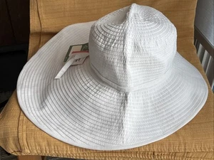 San Diego Hat Company Women’s Ribbon Hat White Wide Brim Floppy One Size NEW - Picture 1 of 6