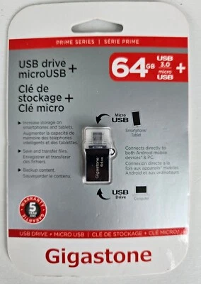 Gigastone 64GB Dual Micro USB 3.0 Flash Drive for Android Phones Tablet & Laptop - Image 1 of 3