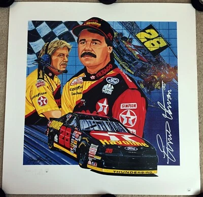 ROBERT YATES Signed Autographed 25x25 Sam Bass Lithograph, Irvan, Poster, JSA - Image 1 of 4