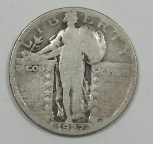 Cuarto de dólar Standing Liberty 1927-S BUENO 25 centavos de plata - Imagen 1 de 4