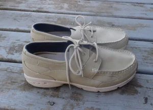 Rugged Shark Sea Foam Green Leather Moc-Toe Boat Shoes Men's Sz 10.5 , free ship - Picture 1 of 11