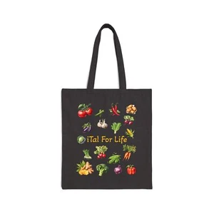Ital for Life, Bag, fun Eco Friendly Cotton Canvas Tote Bag 15" x 16" Shopping - Picture 1 of 5