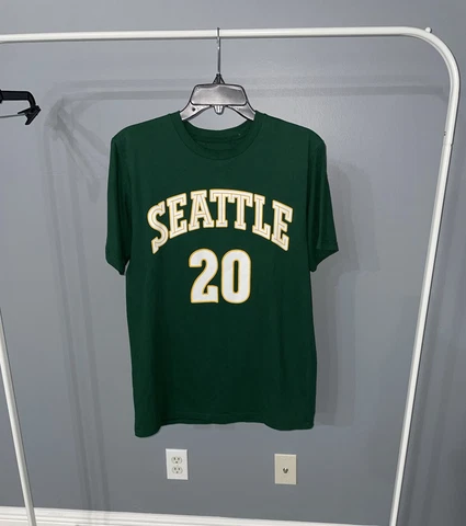 NWOT Vintage Seattle Supersonics Gary Payton Jersey T Shirt Adidas #20 Green MED Cover