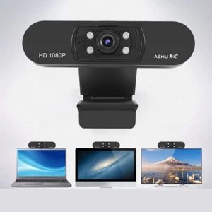 USB 4LEDS 1080P HD Camera Webcam Clip On Web Cam With Mic For-Mac OS-PC Laptop - Picture 1 of 4