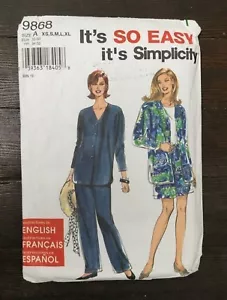 Pantalones Cortos Simplicity 9868 De Colección Años 90 Prenda para el torso Fácil Talla XS-XL Ajuste Suelto Informal UC - Imagen 1 de 6