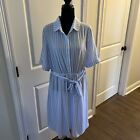 Madison Jules Ladies Light Blue And White Stripe Button Up Dress Size 2x