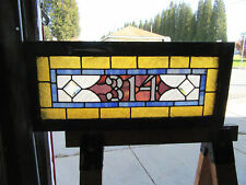 ~ ANTIQUE STAINED GLASS TRANSOM WINDOW ~ 32 x 14 ~ ADDRESS 314 ~ SALVAGE