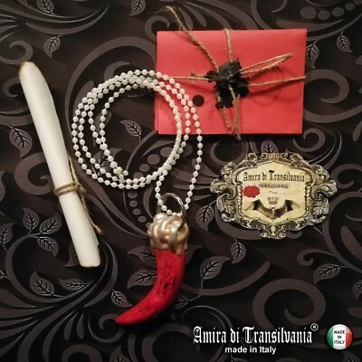 horn ethnic tribale necklace protection talisman pendant magic amulet jewelry - Image 1 of 4