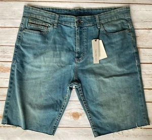 CALVIN KLEIN JEANS STRETCH SILVER BULLET CUTOFF DENIM SHORTS JORTS MENS 36 NEW - Picture 1 of 4