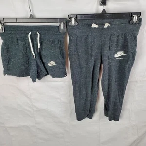 Nike Pants Shorts Girls Small Black Sportswear Gym Vintage Capri Active Lot Of 2 - Picture 1 of 9