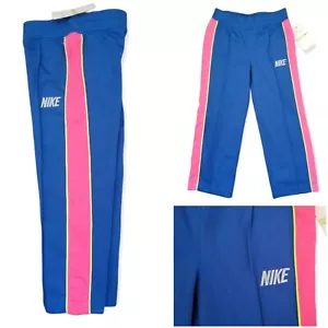 Nike Dri-Fit Girls Colorblock Training Track Pants in Blue & Pink Size 4 NEW - Picture 1 of 11