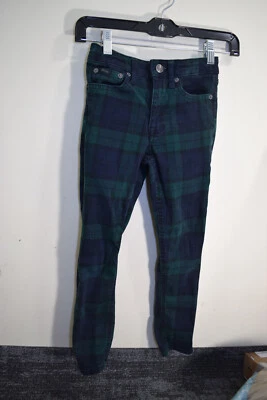 Polo Ralph Lauren TOMPKINS SKINNY Slim 5 Pocket Pants Black Watch Plaid BOYS S 7 - Image 1 of 4