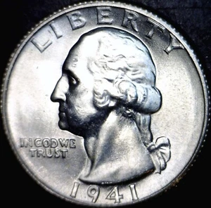 1941s BU + Washington Quarter Silver Coin Flashy Lustrous Uncirculated LOT #2 NR - Picture 1 of 2