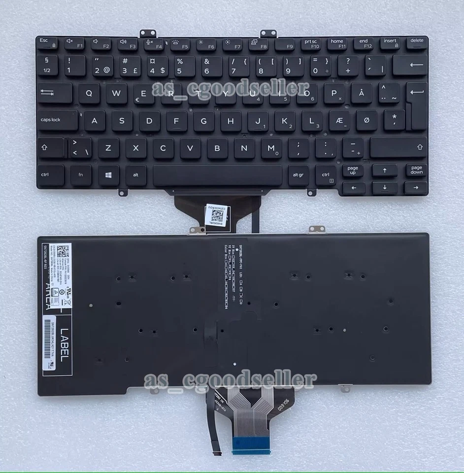 Nuevo para Teclado DELL Latitude 7400 Noruego Danés Nórdico RETROILUMINADO, Sin Puntero Foto 1 de 1