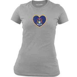 Camiseta original para damas con bandera del estado del corazón de Michigan - Imagen 1 de 4