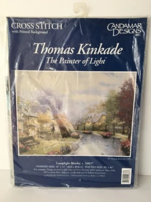 NEW THOMAS KINKADE LAMPLIGHT BROOKE CROSS STITCH KIT #50837 16" x 12" SS04 - Image 1 of 4