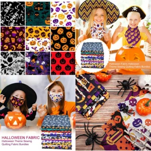 Halloween Cotton Fabric Decor Charm 40 Pcs Pack Lot 5" SQUARES Quilting Pre-Cut - Picture 1 of 7