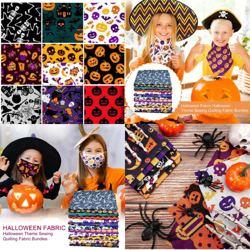 Halloween Tela Algodón Decoración Dije 40 Piezas Paquete Lote 5" CUADRADOS Acolchado Precortado Foto 1 de 4